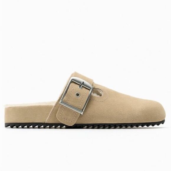 ZARA FAUX FUR LINED SUEDE CLOGS
BEIGE - Picture 6 of 14